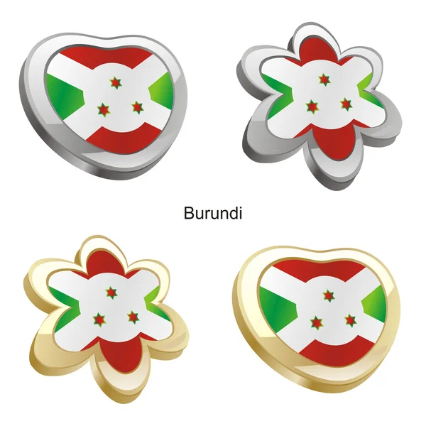 Bandera de Burundi en forma de corazón y flor — Vector de stock