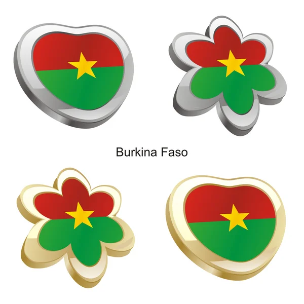 Burkina Fasos flagga i hjärtat och blomma — Stock vektor