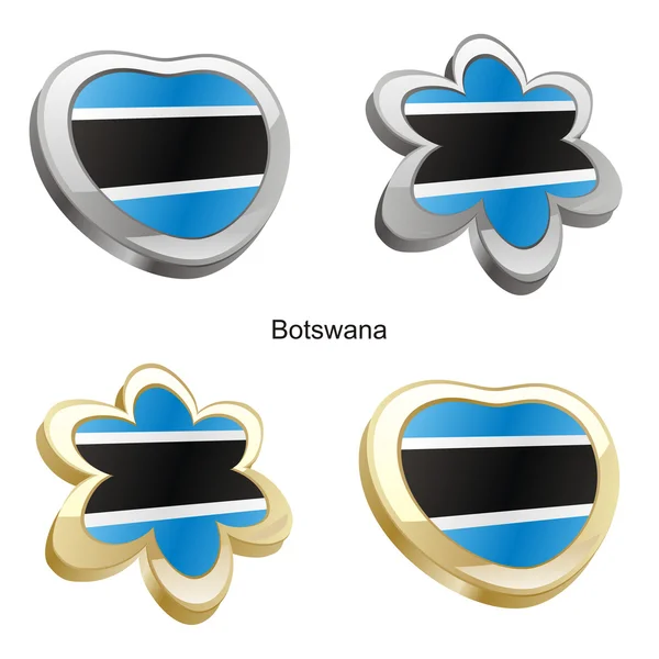 Bandeira do Botsuana em forma de coração e flor —  Vetores de Stock