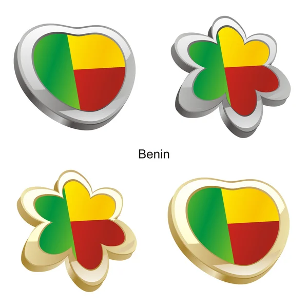 Прапор Беніну у формі серця і квітка — стоковий вектор