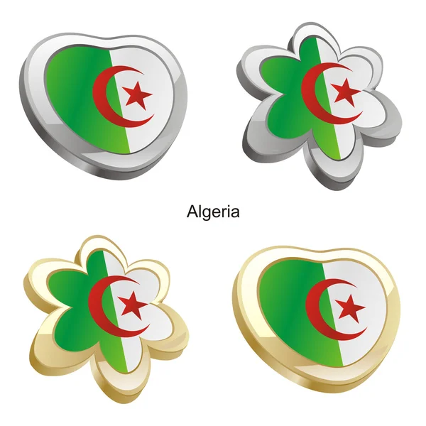 Флаг Алжира в форме сердца и цветов — стоковый вектор