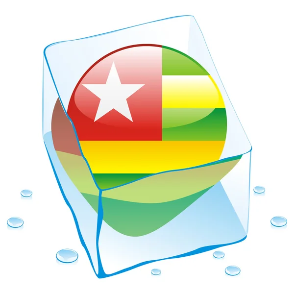 Togo knop vlag bevroren in ijsblokje — Stockvector