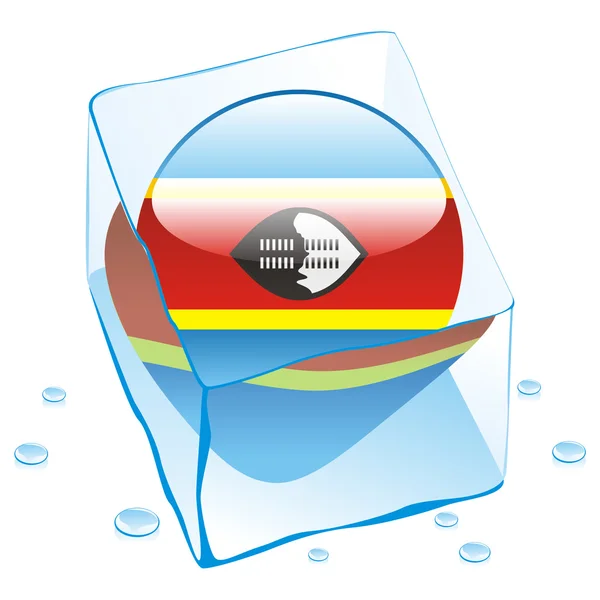 Drapeau bouton Swaziland congelé dans un glaçon — Image vectorielle