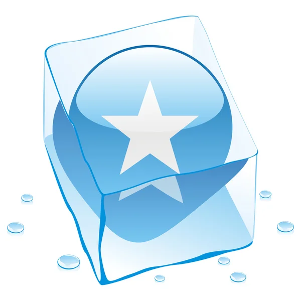 Somalia button flag frozen in ice cube — Stock Vector
