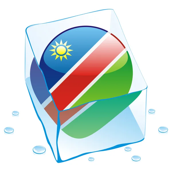 Namibia button flag frozen in ice cube — Stock Vector
