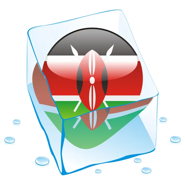 Bendera tombol Kenya dibekukan dalam kubus es - Stok Vektor