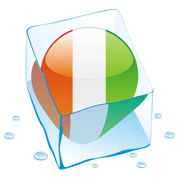Ivory coast button flag frozen in ice — Stock Vector