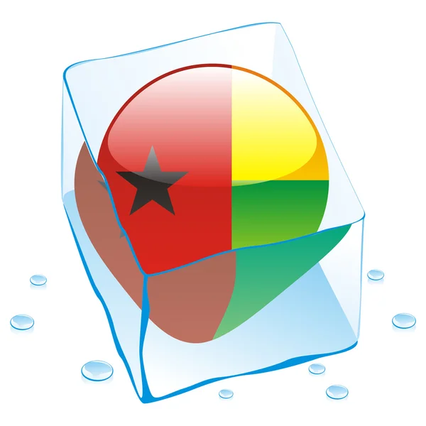 Guinea bissau button flag frozen in ice — Stock Vector