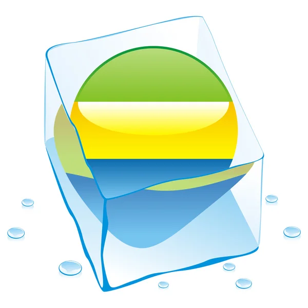 Gabon przycisk flaga zamrożonego w kostce lodu — Wektor stockowy