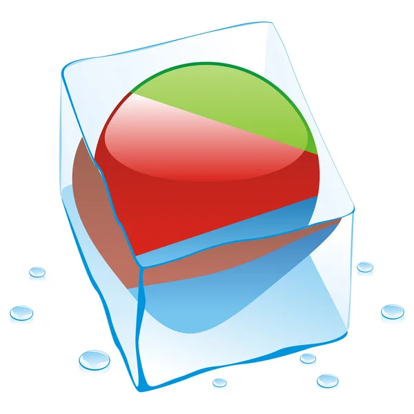 Bandiera pulsante eritrea congelata nel cubo di ghiaccio — Vettoriale Stock