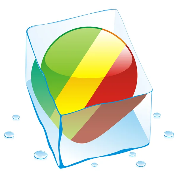 Bandeira do botão Congo congelada em cubo de gelo — Vetor de Stock