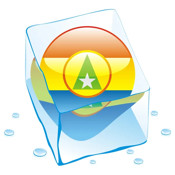 Bandera de botón Cabinda congelada en cubo de hielo — Vector de stock