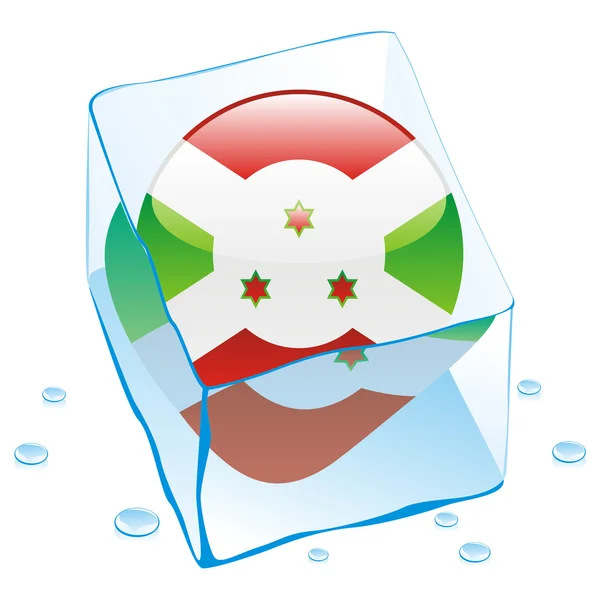 Burundi button flag frozen in ice cube — Stock Vector