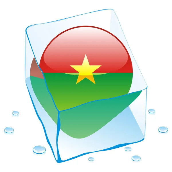 Burkina faso-knappen flagga frusen i isen — Stock vektor
