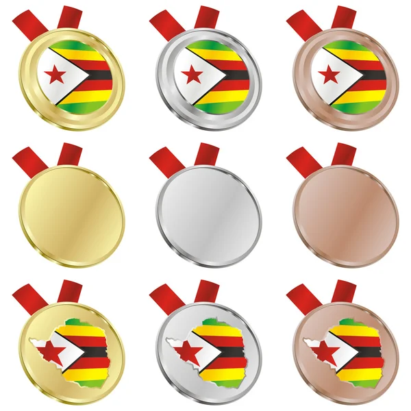 Zimbabwe vector bandera en formas de medalla — Archivo Imágenes Vectoriales