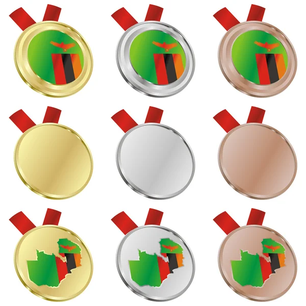 赞比亚矢量标志在奖牌形状 — 图库矢量图片
