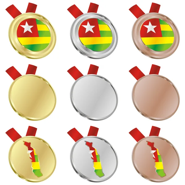 Togo vector flag in medal shapes — Stock Vector