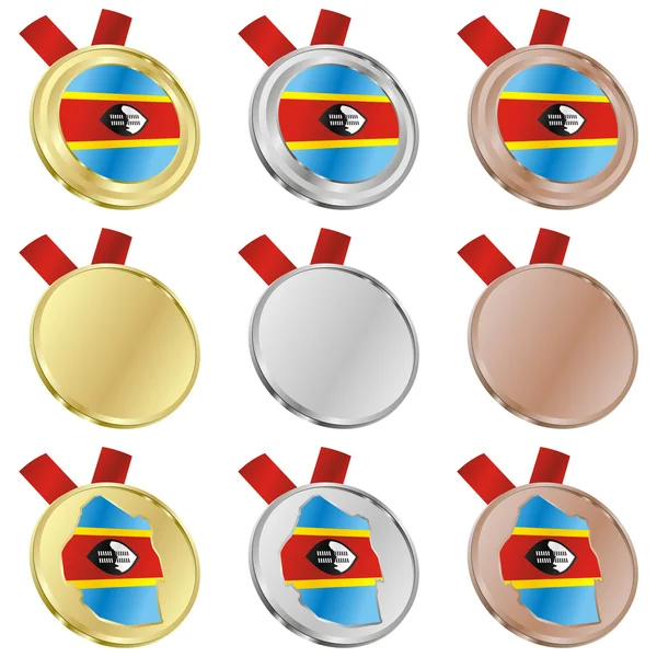 Swaziland vector flag in medal shapes — Stock Vector