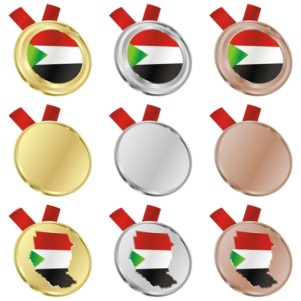 Bandera vectorial Sudán en formas de medalla — Vector de stock