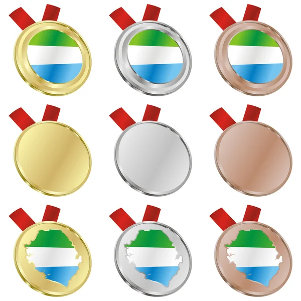 Σημαία της Σιέρα Λεόνε φορέα στο μετάλλιο — Διανυσματικό Αρχείο