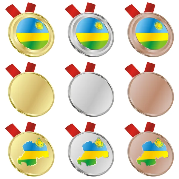 Bandiera vettoriale ruandese in forma di medaglia — Vettoriale Stock