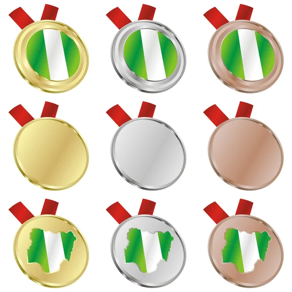 Nigeria vector vlag in medaille vormen — Stockvector