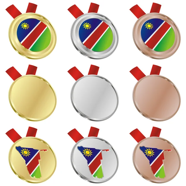 Векторный флаг Намибии в форме медали — стоковый вектор
