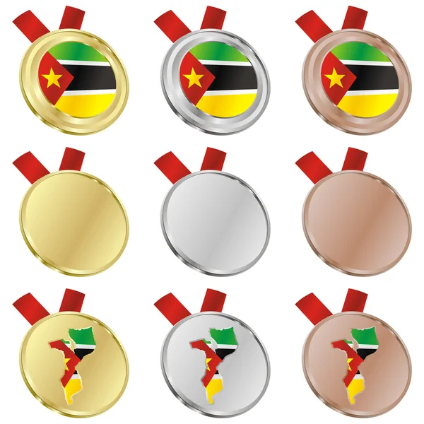 Bandera vector Mozambique en formas de medalla — Archivo Imágenes Vectoriales