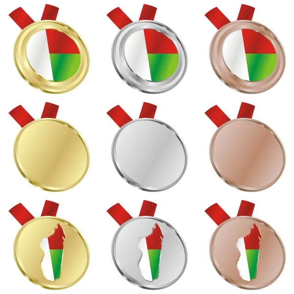 Madagascar vector bandera en formas de medalla — Vector de stock