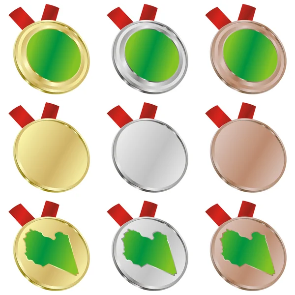 Libya vector flag in medal shapes — Stock Vector