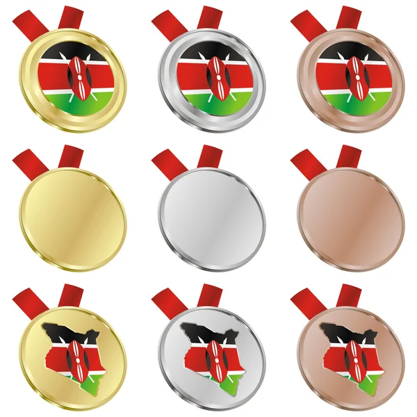 Kenya vektör bayrağına madalya şekilleri — Stok Vektör