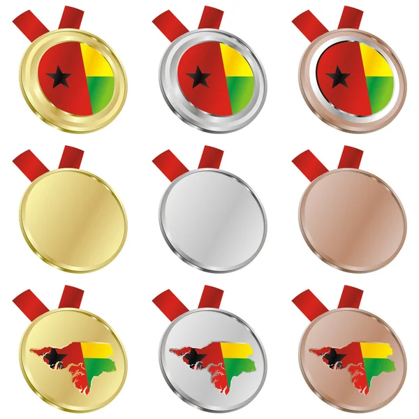 Guinea bissau vector flag in medal — Stock Vector
