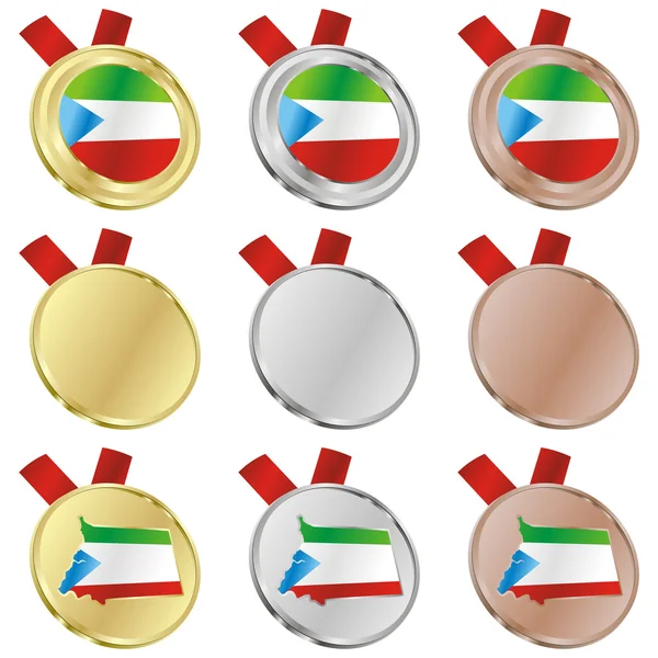 Äquatorialguinea-Vektorfahne im Medaillenspiegel — Stockvektor
