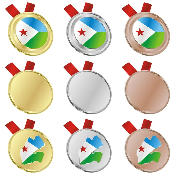 Bandiera vettoriale Gibuti a forma di medaglia — Vettoriale Stock