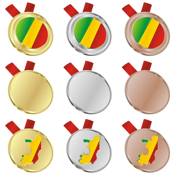 Vlag van Congo vector in medaille vormen — Stockvector