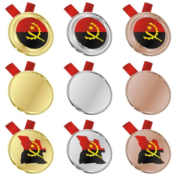 Angola vektor vlajka ve tvarech medaile — Stockový vektor