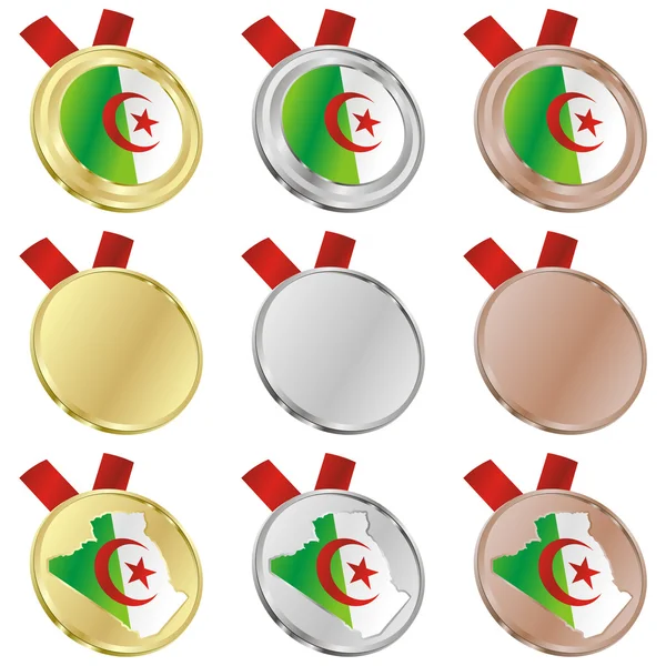 Algeria vector flag in medal shapes — Stock Vector