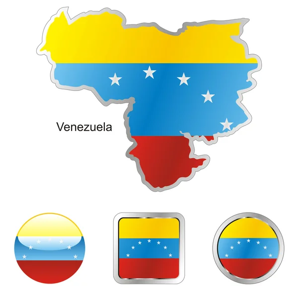 Venezuela v mapě a webových tlačítek tvarů — Stockový vektor