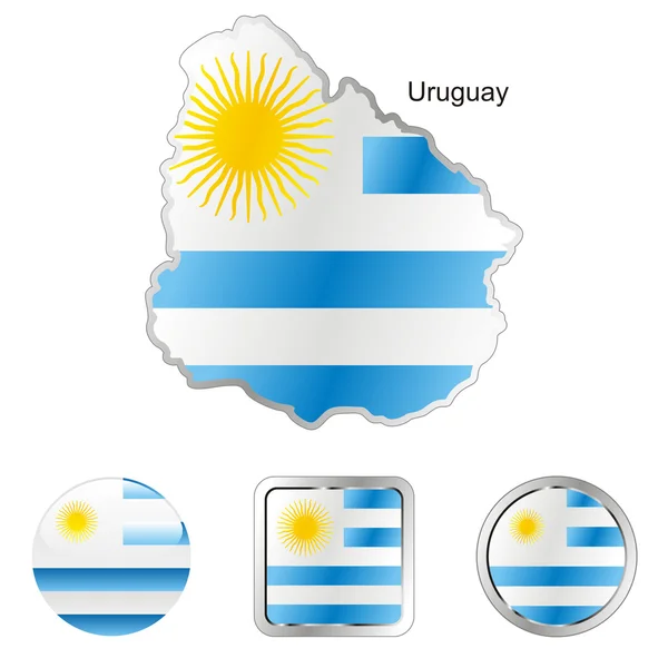 乌拉圭在地图和 web 按钮形状 — 图库矢量图片