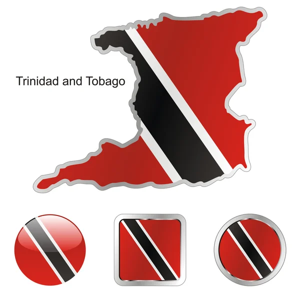 Trinidad en tobago in kaart en knoppen — Stockvector