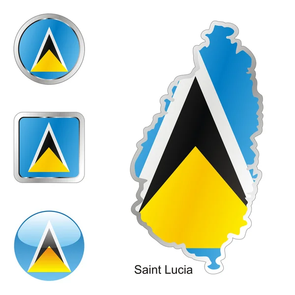 Saint lucia i kartan och web form knappar — Stock vektor