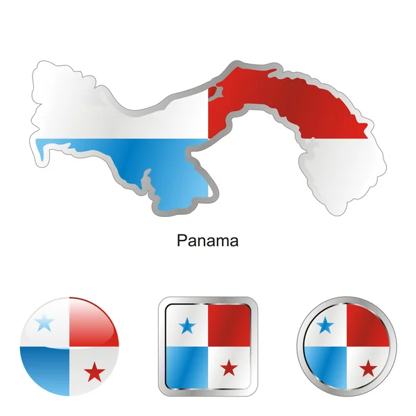 Panamá no mapa e web botões formas — Vetor de Stock