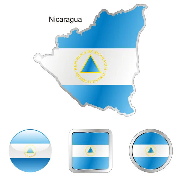 Νικαράγουα στις μορφές κουμπιά χάρτη και web — Διανυσματικό Αρχείο
