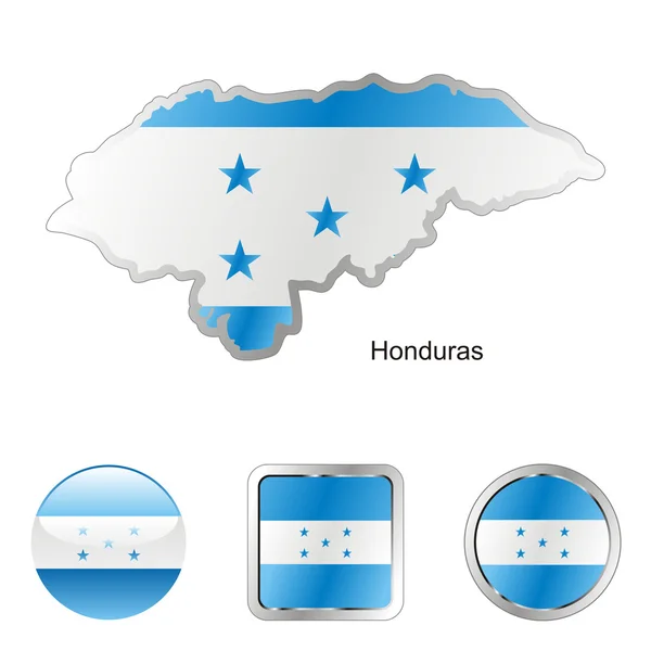 Honduras Térkép és web gombok alakzatokban — Stock Vector