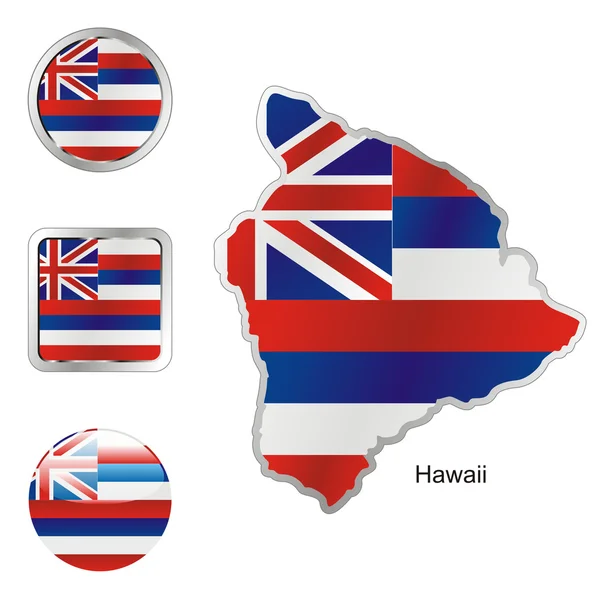 Hawaï dans les formes de cartes et boutons web — Image vectorielle