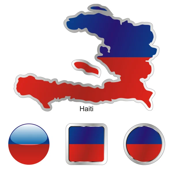 Haiti in map and web buttons shapes — Stock Vector