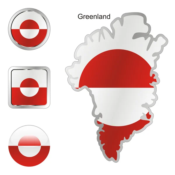 Grónsko v mapě a webových tlačítek tvarů — Stockový vektor
