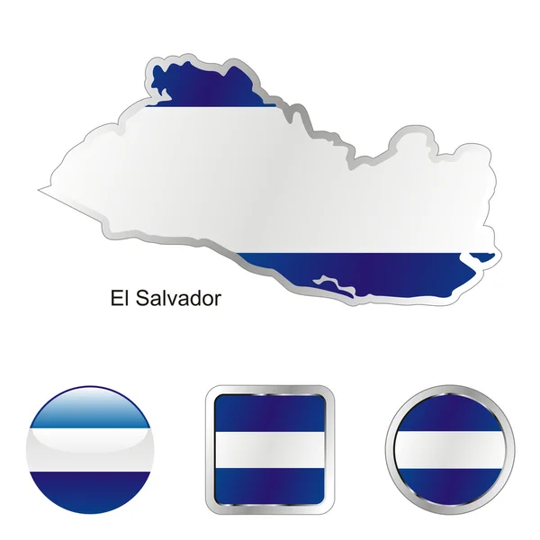 El Salvador no mapa e web botões forma —  Vetores de Stock