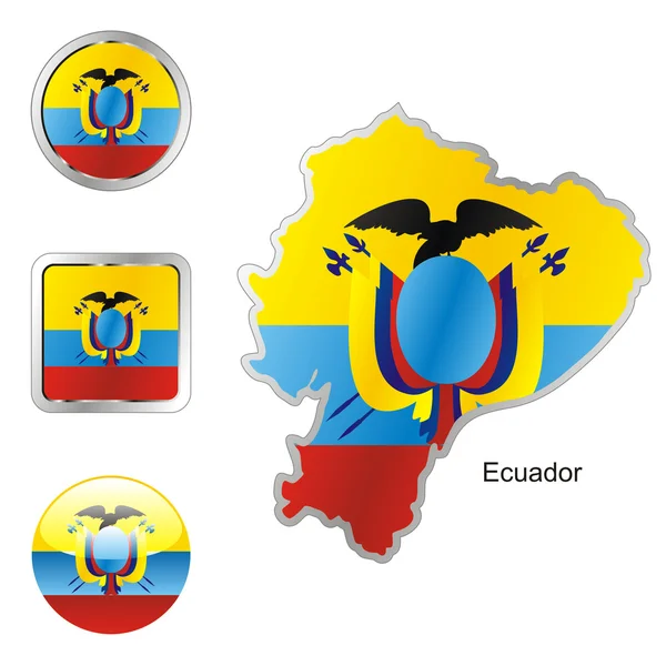 厄瓜多尔在地图和 web 按钮形状 — 图库矢量图片