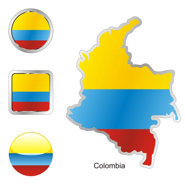 Kolumbien in der Karte und Web-Buttons Formen — Stockvektor